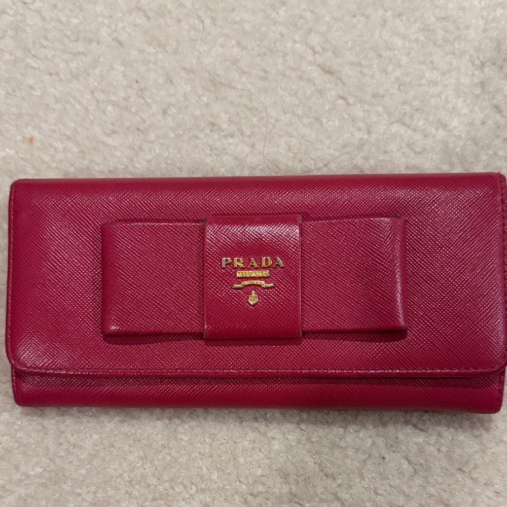 Prada Women's Red Wallet with Bow Accent